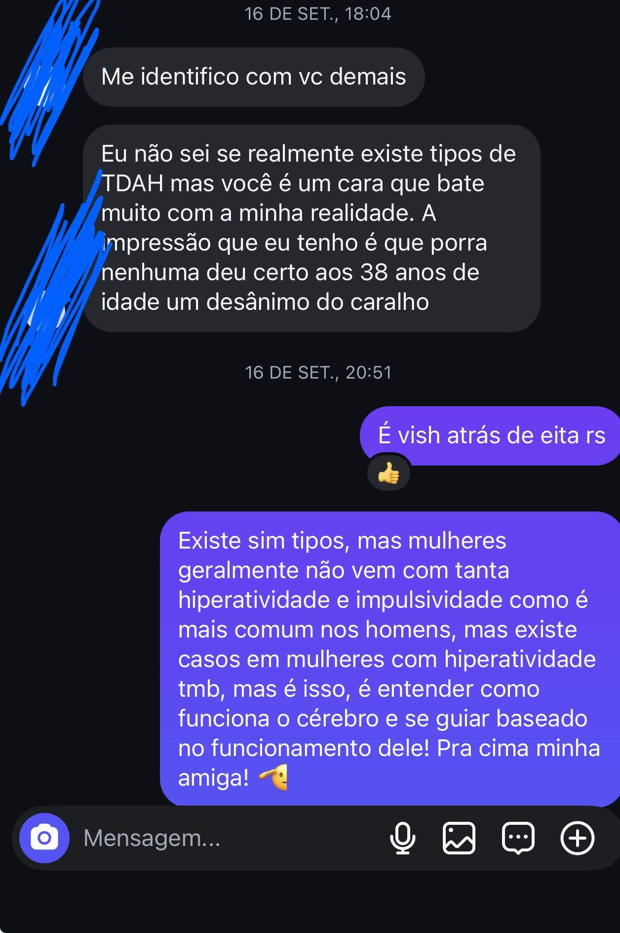 Print original de conversa recebida no Instagram — mensagem 4