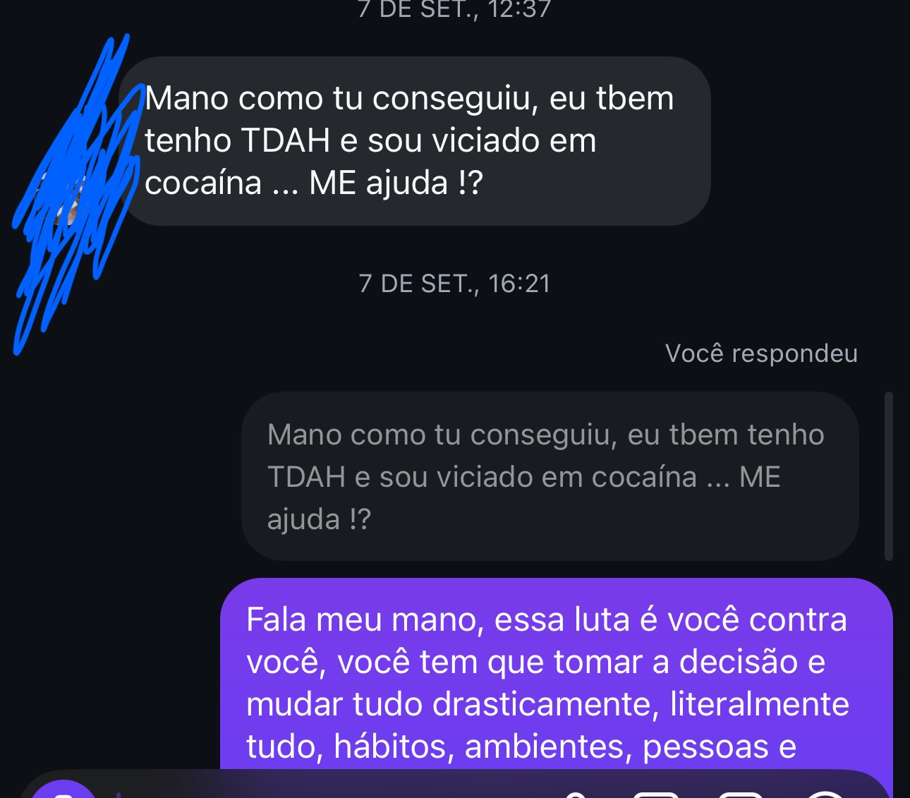 Print original de conversa recebida no Instagram — mensagem 13